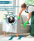 Person using sofa equipped with Self Adhesive Caster Wheels 1 Inch For Furniture And Kitchen Appliances Stainless Steel Swivel Anti Rust Universal Wheel For Bucket Storage Bins 28 Lbs Load Capacity Per Roller 4 Pack.