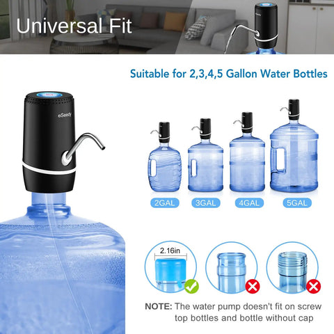 USB Charging Automatic Water Dispenser For 5 Gallon Bottle With Rechargeable Battery On The Go Electric Jug Pump