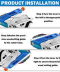 Adjustable Cutting Machine Base Guide For Precision Milling And Circular Saw Routing Pro Level Saw Guide Rail That Keeps Every Cut Smooth And Accurate On Point Ideal For 4 Inch Dust Cutters And Marble Saws Blue installed on circular saw, ABS plastic and metal