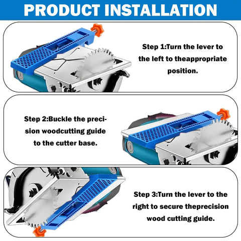 Adjustable Cutting Machine Base Guide For Precision Milling And Circular Saw Routing Pro Level Saw Guide Rail That Keeps Every Cut Smooth And Accurate On Point Ideal For 4 Inch Dust Cutters And Marble Saws Blue installed on circular saw, ABS plastic and metal