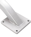 Aluminum deck-mount trolling motor bracket base with four screw holes and welded diagonal support