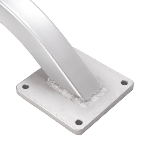 Aluminum deck-mount trolling motor bracket base with four screw holes and welded diagonal support