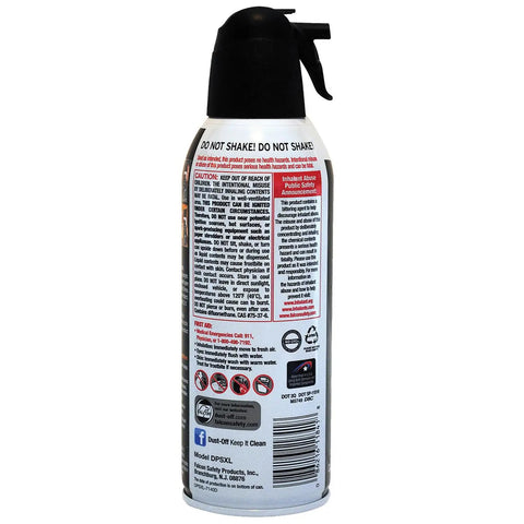 Back of Compressed Gas Cleaning Duster 152a 10 Oz Can 3 Count With Bitterant For Inhalant Abuse Deterrence Heavy Dust Busting Power