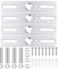 4 Inch Ceiling Light Mounting Bracket Kit Four Pack Universal Lamp Crossbar Hardware Set For Chandelier Wall Lights And Ceiling Fans Durable Silver Plate Kit For Easy No Sweat Install showing crossbars, tubes, screws, nuts, washers, and bolts.