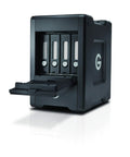 Top Shelf 16Tb Thunderbolt Portable Solid State Drive Raid Array Featuring Ev Bay Adapter and Knockout showing open drive slot.