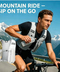Cyclist with Lightweight Unisex Running Vest With Phone Pocket And Hydration Pack Adjustable Breathable Trail Gear
