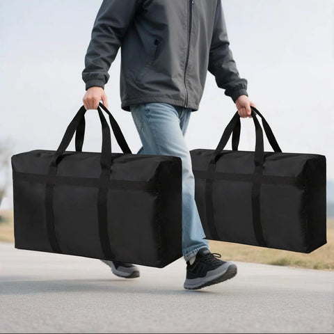 Person carrying Extra Large Moving Bags With Strong Zippers And Carrying Handles, Heavy Duty Duffle Storage Bags For Moving, Storage, Travel And Camping