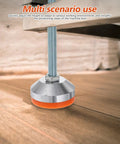 Heavy Duty Swivel Leveling Feet For Workbenches And Shop Tables With Quick Height Adjustment Non Slip Rubber Pads Rock Solid Base Built Tough Construction No Fuss Setup For Workshop Machines Two Pack, close-up detail on adjustable foot.