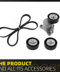 Top Rated Drive Belt Tensioner Idler Pulley Serpentine Kit For Dodge Journey 09-17, includes tensioner, pulleys, and belt.