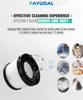 4 Pack Replacement HEPA Filters For DCV501HB And DCV5011H, filters blocking debris and dust, foam sleeve shown