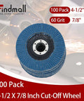 100 Pack 4-1/2 Inch 60 Grit Flap Discs, type 29, zirconia, for angle grinders, metalworking, and woodworking shown in a stack