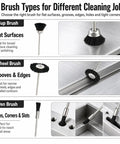Hella Versatile Soft Nylon Bristle Cup Brushes For Metal Polish And Cleaning With Zero Hassle Rotary Drill Bits And Compact Two Point Three Five Mm Shank Built Tough For Stainless Steel Detailing In Tight Spaces displayed with cup, wheel, and pen brush types for various cleaning jobs.