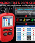AL329 OBDII Code Reader Scanner For Cars Upgraded One Click I M Emissions Readiness tool in car interior with indicator lights.