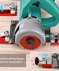 Circular Saw Guide Rail For 12 Inch Base, aluminum adjustable cutting guide in use, showcasing double-locking design.