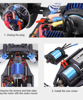 Installation steps for Brushless Motor With Pinion for 1/12 Scale RC Car 903A Spare Parts Set 90209 90212 Replacement Upgrade
