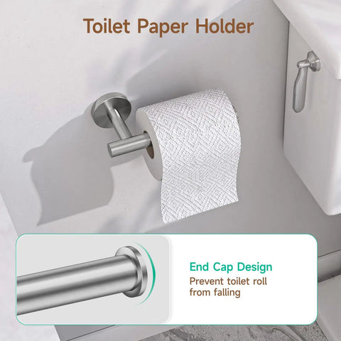 Wall mounted toilet paper holder from Brushed Nickel 4 Piece Bathroom Accessories Set, Durable SUS304 Stainless Steel Bath Hardware