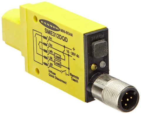 Mini Beam Expert Sensor Dope Diffuse Sensing Mode With Infrared LED 5 Pin Euro Style QD Connector, yellow M18 sensor