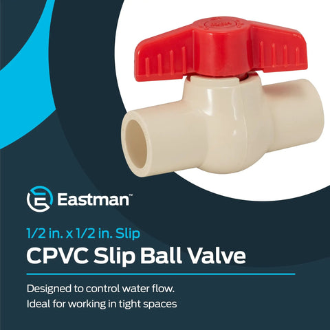 One Half Inch CPVC Slip Ball Valve White Heavy Duty Quick Release Water Shutoff Switch No Sweat Design For Cramped Corners And Smooth Diy Plumbing Tasks