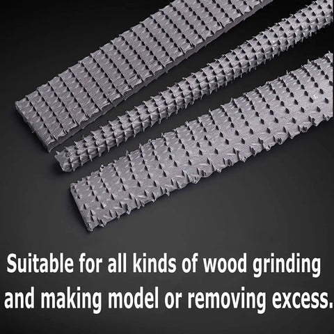 Rugged Workhorse Three Piece Wood Rasp File Set Featuring Round Half Round And Flat Profiles For Quick Shape Ups Carbon steel rasps with ridged surfaces.