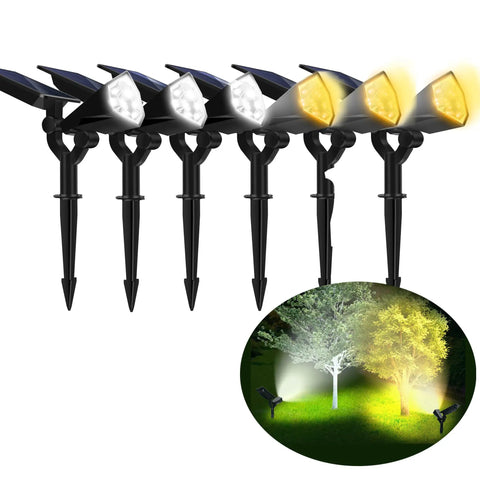 Dual Color Solar Powered Garden Lights Set Of 6 Wall Or Ground Mount Waterproof Outdoor Pathway Driveway Palm Trees Landscape Lighting