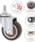 Close-up of a 2 inch TPR Rubber Caster Wheel showing double ball bearing and smooth glide for furniture.
