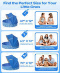 Three sizes of kiddie pools with UPF 50+ canopy, including 63 Inch Kiddie Pool With Detachable UPF 50 Plus Canopy Foldable And Portable Non Slip Pool For Backyard Beach And Outdoor Summer Water Play For Kids And Pets, shown with children and family.