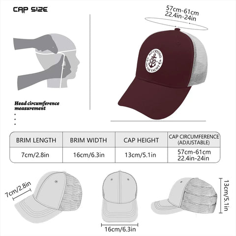 Breathable Yacht Style Trucker Hat For Women And Unisex, Lightweight All Day Comfort With Anti Sweat Band, size and measurement guide