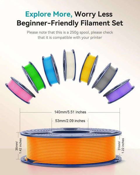 Clear PLA Filament Bundle 1.75mm Multicolor 4 Spools 250g Each Individually Vacuum Packed for 3D Printing Go To Choice