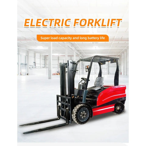 Electric Warehouse Forklift With Battery Power For Smooth Goods Handling And Freight Movement Heavy Duty Industrial Transport Gear Built For Storage Shipping And Everyday Logistics Tasks red forklift in warehouse