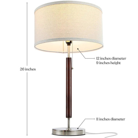Carter LED Bedside Lamp With Soft Ambient Glow For Bedroom And Office, compact desk light in stainless steel and walnut finish.