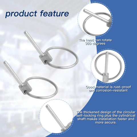 4 Pack Stainless Steel Linch Pins With Ring No Wobble Quick Release Round Cotter Pins 3/16 By 1-3/8 Inch hardware overview