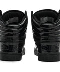 Clone Black Patent Silver Men's Skate Shoes Size 10 Medium With Reinforced High Abrasion Uppers, rear view
