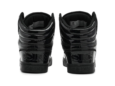 Clone Black Patent Silver Men's Skate Shoes Size 10 Medium With Reinforced High Abrasion Uppers, rear view