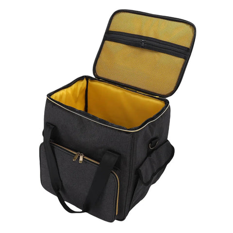 Vinyl Record Storage Bag With Cationic Fabric Thick Padded Base Dual Zippers Removable Dividers Non Slip Feet Gig Ready Travel Case