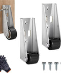 Heavy Duty Vertical Track Roller Wheel With Durable Rubber Caster, glides on barn doors, reinforced alloy steel bracket, pair of two.