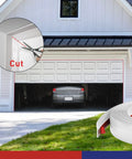 Garage Door Seal Kit Top and Sides Weather Stripping 34.4 Ft Rubber Weatherproofing installed on white garage door