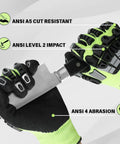 All Purpose A5 Cut Resistant Work Gloves For Men And Women With Rugged Grip and Impact Protection, Medium Size, showing grip and features