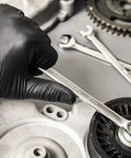 Mechanic using 28 Piece Combination Wrench Set With 6 Point Box Ends, SAE And Metric, 15 Degree Offset For Tight Spaces, Off Corner Loading