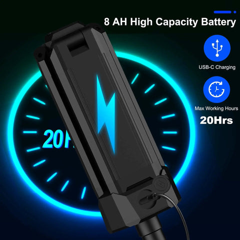 Close-up of 8Ah battery for Go To Rechargeable LED Work Light with Stand and Detachable Tripod, USB-C charging, 20 hrs usage