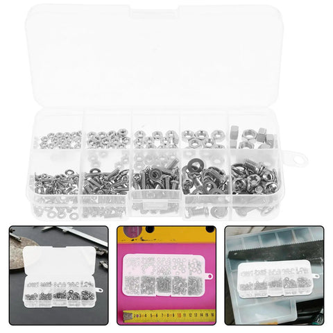 Zinc Alloy Cross Pan Head Screws Nuts And Washers Kit For Secure Machinery Assembly And Repair, durable hardware in organizer box