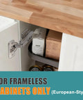 Buttery Smooth Soft Close Cabinet Hinges For Frameless Cabinets Full Overlay European Style 35Mm Cup showing installation in a cabinet.
