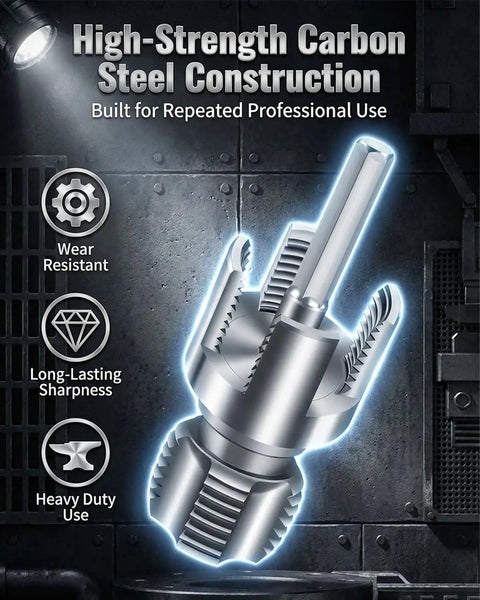 4 In 1 Water Pipe Threader Kit For One Half Inch, Three Quarter Inch, And One Inch Pipes, Carbon Steel Construction