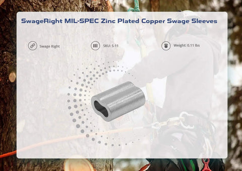 Mil Spec Zinc Plated Copper Swage Sleeves Clip and Ferrules One Quarter Inch Oval Duplex Wire Rope Cable Crimping Loop Fittings Heavy Duty Pack of Ten For Galvanized and Stainless Steel Wire, 1/4 in oval swage sleeve
