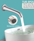 Brass Tub Spout Non Diverter 8 Inch Wall Mount Brushed Nickel Tub Filler Faucet With No Splash Design Honeycomb Bubbler
