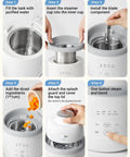 Step-by-step setup of All-In-One Baby Food Maker Steamer And Blender For Kid-Friendly Homemade Meals with one-touch programs.