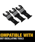 Three Titanium Oscillating Tool Blades for Wood with Nails 1-1/4 Inch Adapter-Free Universal Fitment
