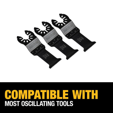 Three Titanium Oscillating Tool Blades for Wood with Nails 1-1/4 Inch Adapter-Free Universal Fitment