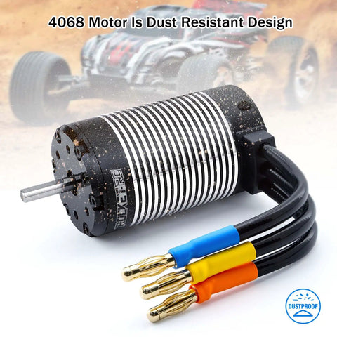 2050Kv 4 Pole Brushless Motor K4068 5S Hi Torque for 1/8 Scale RC Buggy Truggy Monster Car, dust-resistant design