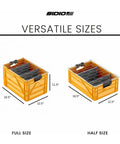 Holy Grail Stackable Storage Bins With Lids And Dividers For Closet And Garage Organization Heavy Duty Plastic Crates sizes diagram.