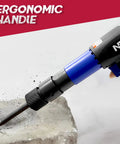 Air Hammer Chisel Kit With 4 Chisels And Quick Change Retainer in use, 2200 BPM, 250mm barrel, front exhaust shown chipping concrete